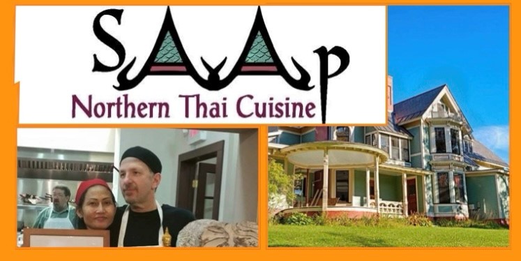 two cooks, a building and a logo